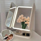 Miroir de maquillage pliable à trois côtés avec éclairage LED