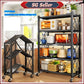 رف معدني قابل للطي بأربع طبقات وعجلات Étagère en Métal Pliable avec 4 Couches et Roues