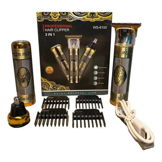 Professional Hair Clipper 3in1 ماكينة تشذيب احترافية لاسلكية قابلة لإعادة الشحن