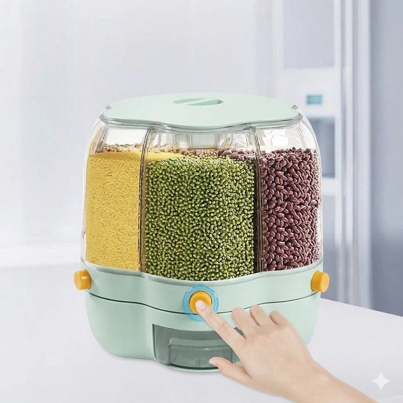 7L منظم القطاني 7 لتر الحجم الكبير Rotating Rice Barrel Distributeur et rangement hermétique pour céréales et légumineuses