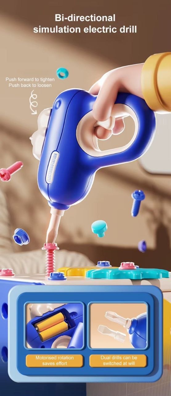 مجموعة أدوات للأطفال مع مثقاب كهربائي وهمي Coffret d'Outils Enfant avec Perceuse Électrique Factice