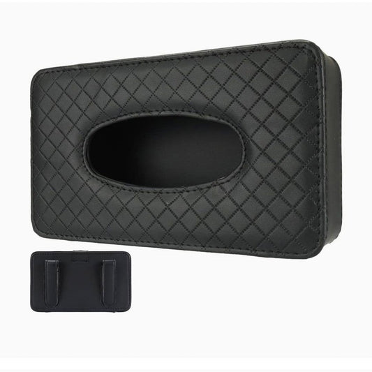 علبة مناديل ورقية للسيارة مصنوعة من الجلد الصناعي الأسود Boîte à mouchoirs pour voiture en cuir PU noir