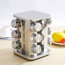 منظم العطرية INOX مجموعة من 12 علبة زجاج رف حامل قابل للتدوير 360 درجة من مادة الإينوكس