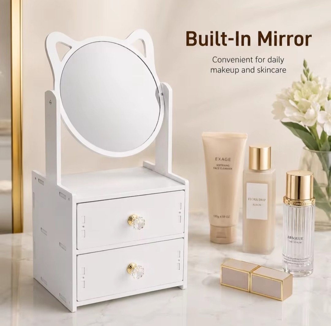 مرآة مكياج مع درج منظم مكتب Miroir de Maquillage avec Tiroir Organisateur de Bureau Cabilock