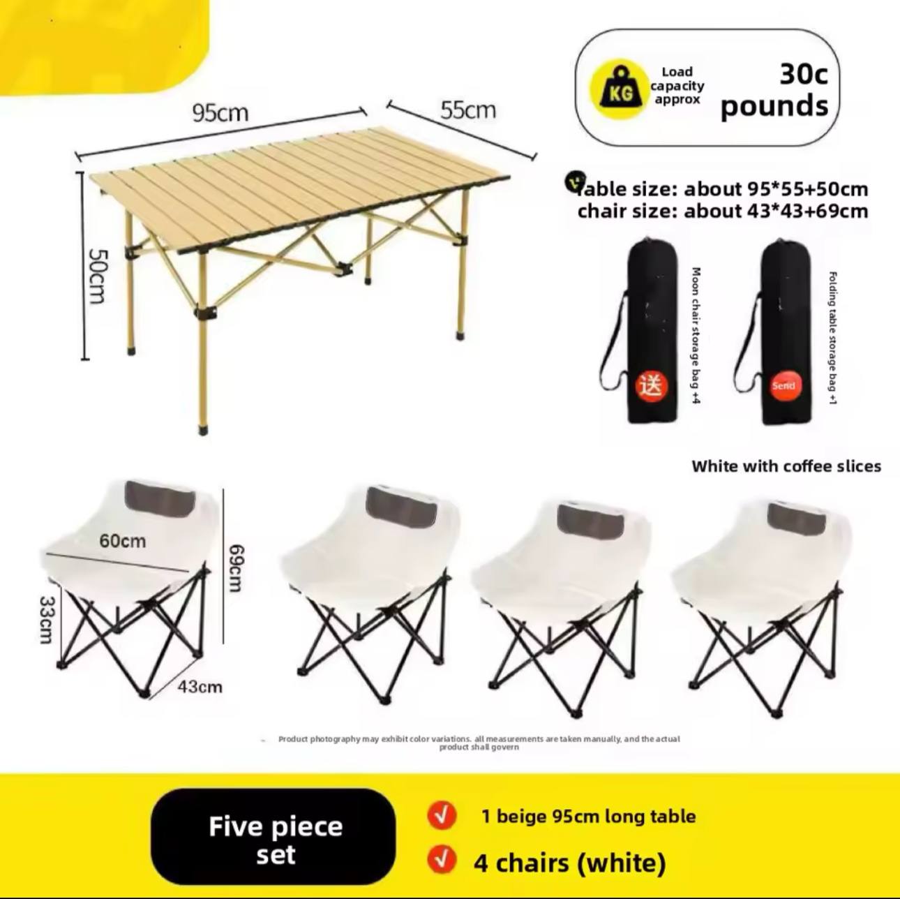 طاولة تخييم قابلة للطي تتسع لأربعة أشخاص، متعددة الاستخدامات للشاطئ والسفر  Table pliante de camping 4 personnes polyvalente la plage, les voyages