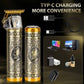 Professional Hair Clipper 3in1 3 en 1 Tondeuse à cheveux électrique professionnelle USB-C sans fil ماكينة حلاقة شعر كهربائية احترافية 3 في 1 لاسلكية بمنفذ USB-C، لون ذهبي