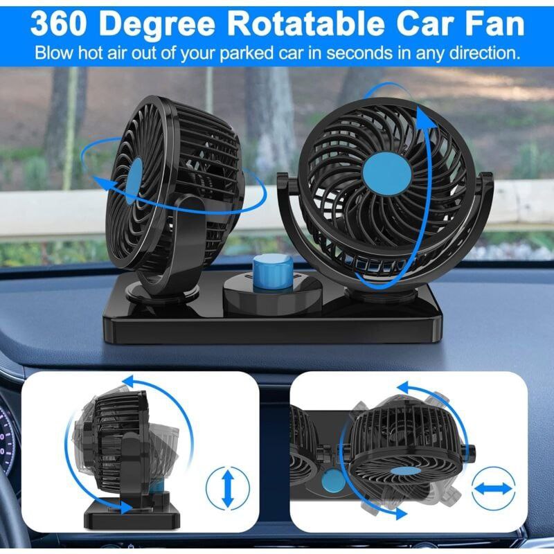 360 Degree Rotatable Car FanDouble headed vehicle fan