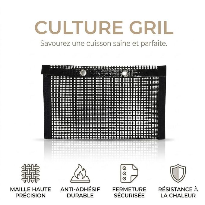 Sac Barbecue en Maille Anti-Adhésif حقيبة شواء شبكية غير لاصقة -مقاومة للحرارة، قابلة لإعادة الاستخدام وسهلة التنظيف