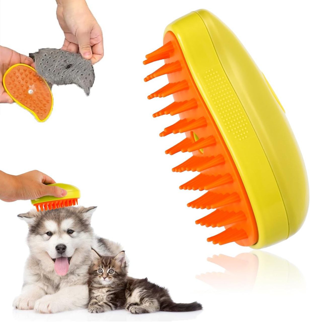 Steamy Pet Brush Brosse vapeur pour animaux de compagnie فرشاة تنظيف الحيوانات الأليفة بالبخار