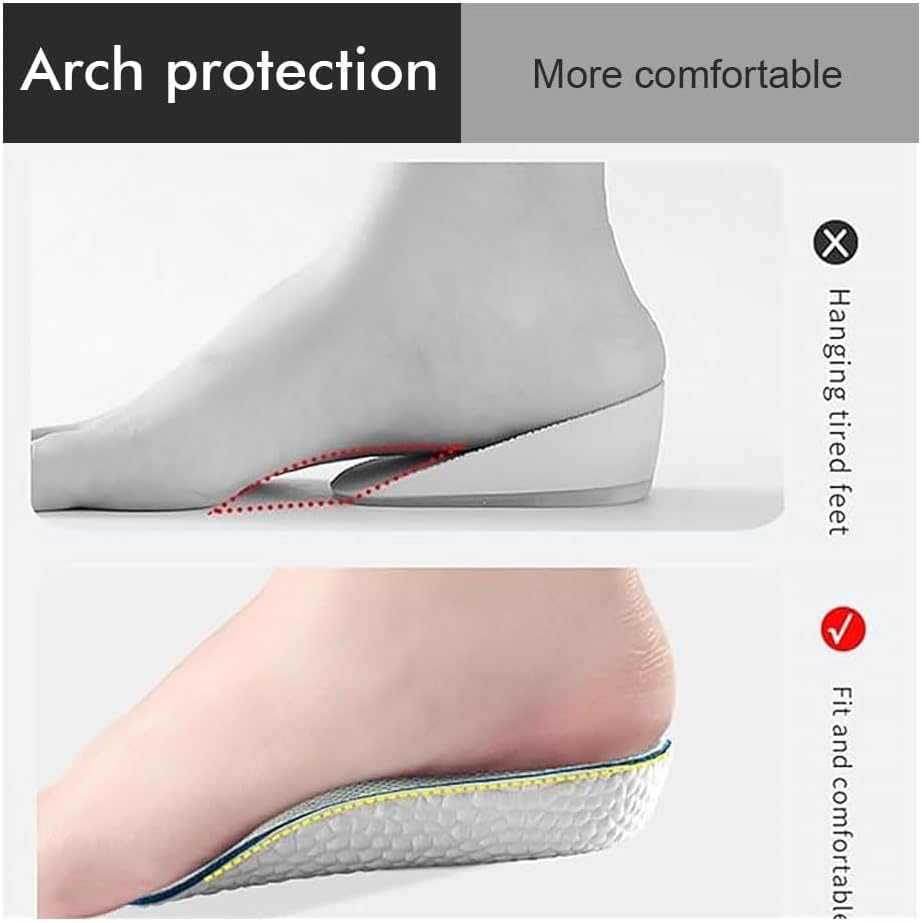 Semelles rehaussantes orthopédiques نعال داخلية لزيادة الطول، وسادات تقويمية عالية، نعال مريحة ماصة للصدمات