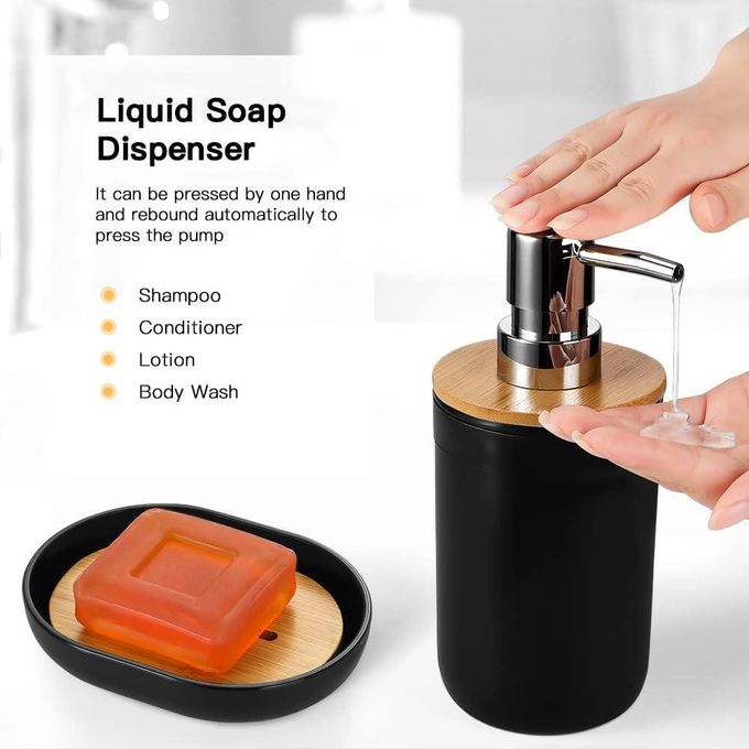 Ensemble Accessoires Salle de Bain 6 Pièces Moderne Distributeur de Savon, Brosse WC, Porte Savon et Gobelet طقم إكسسوارات حمام