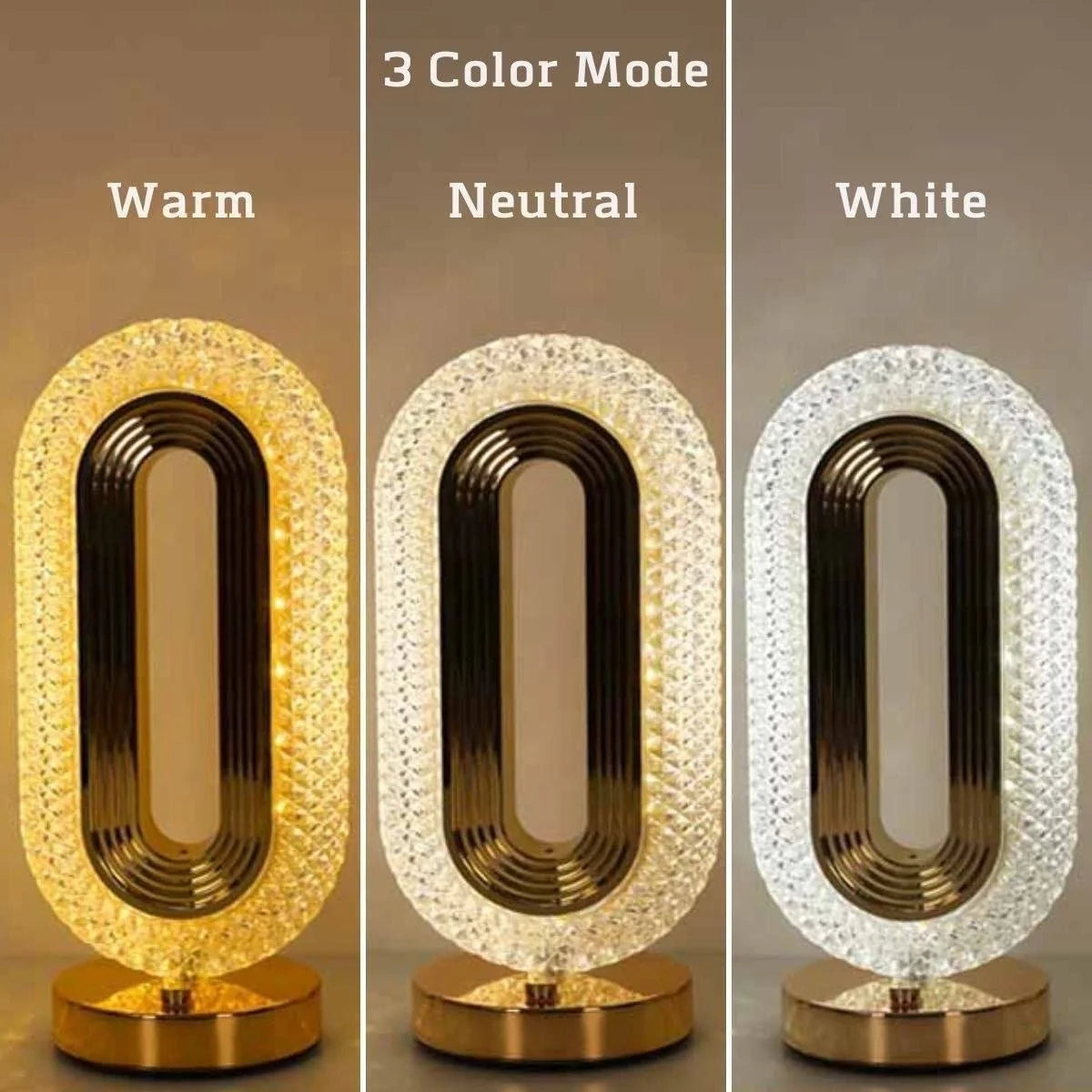 مصباح طاولة كريستالي يعمل باللمس، مزود بمنفذ USB Lampe de Table Cristal Tactile USB 3 Couleurs Éclairage Ambiance