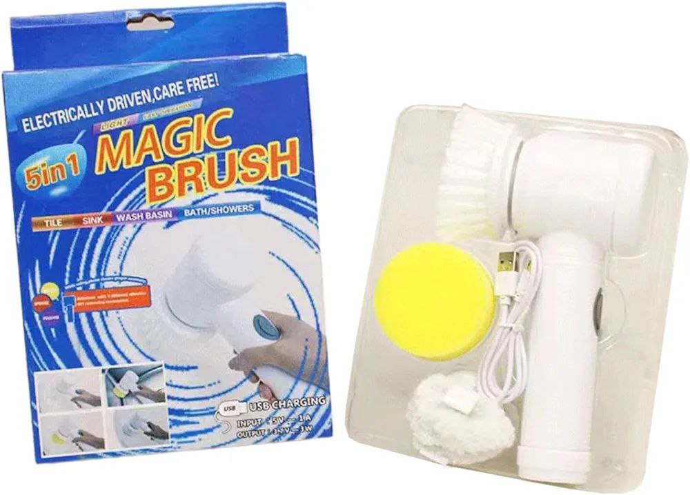 فرشاة دوارة سحرية، منظف كهربائي لاسلكي قابل لإعادة الشحن 5in1 MAGIC BRUSH Brosse rotative magique, nettoyeur électrique sans fil rechargeable