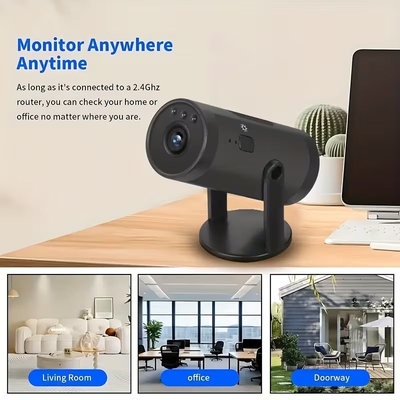 Caméra d'intérieur intelligente avec grand angle de vision كاميرا المراقبة المنزلية الذكية زاوية واسعة، رؤية ليلية، كشف الحركة والصوت،