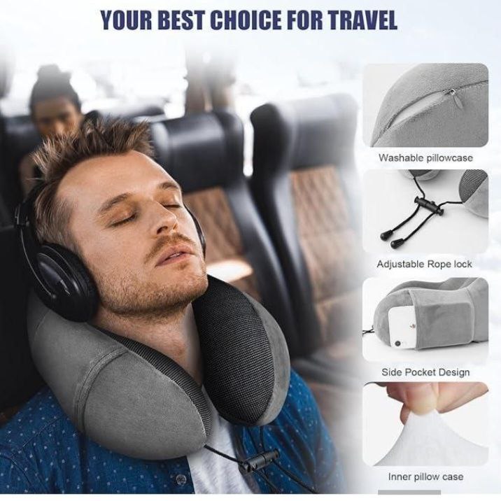 Oreiller cervical de cou en mousse وسادة عنق إسفنجية للرقبة وسادة السفر، رغوة الذاكرة، وسادة الرقبة الطائرة