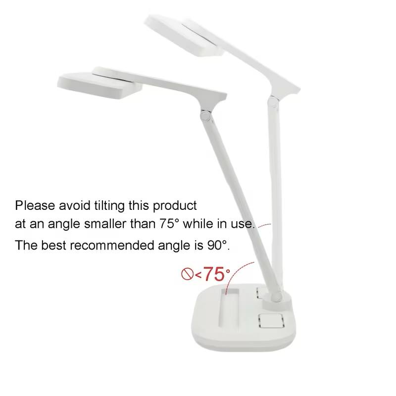 ساعة مصباح مكتب LED برأس مزدوج Lampe de bureau LED à double tête avec fonction horloge et variateur d'intensité