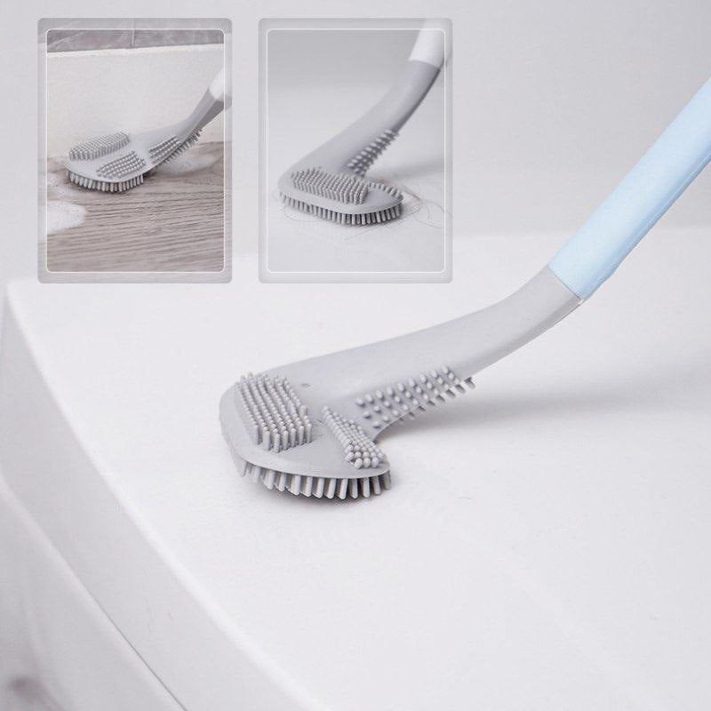 فرشاة المرحاض وحاملها من السيليكون Brosse de toilette en silicone et support, Brosse de nettoyage anti-brosse
