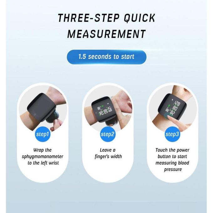 جهاز ضغط الدم الإلكتروني المحمول القابل لإعادة الشحن  Tensiomètre Électronique de Poignet Portable rechargeable tactile rétroéclairé