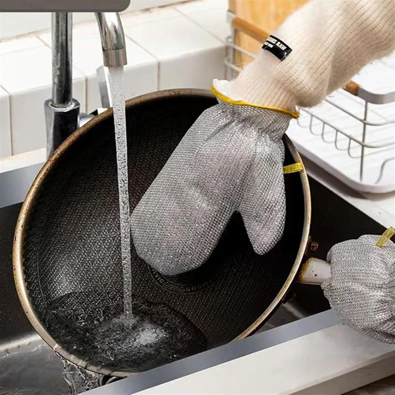 قفازات غسيل أطباق من الفولاذ المقاوم للصدأ فائق المتانة Gants Vaisselle Inox Ultra Résistant