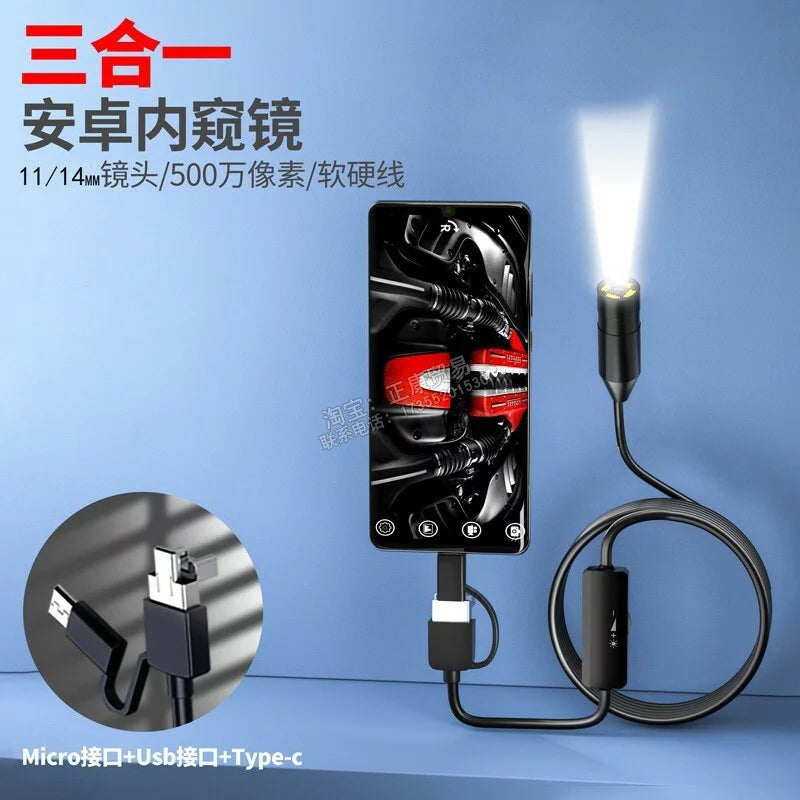 Borescopes Endoscope USB Android, Autofocus 1944P HD Endoscope, avec caméra d'inspection منظار داخلي USB يعمل بنظام أندرويد، بتركيز تلقائي، بدقة 1944 بكسل، مزود بكاميرا فحص