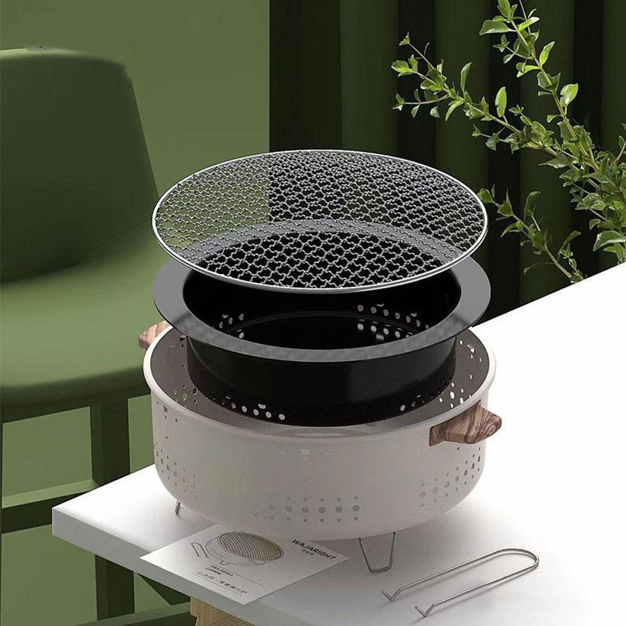 شواية فحم دائرية محمولة متعددة الأغراض توضع على الطاولة Barbecue de Table Rond Portatif Grill à Charbon Multi-usage