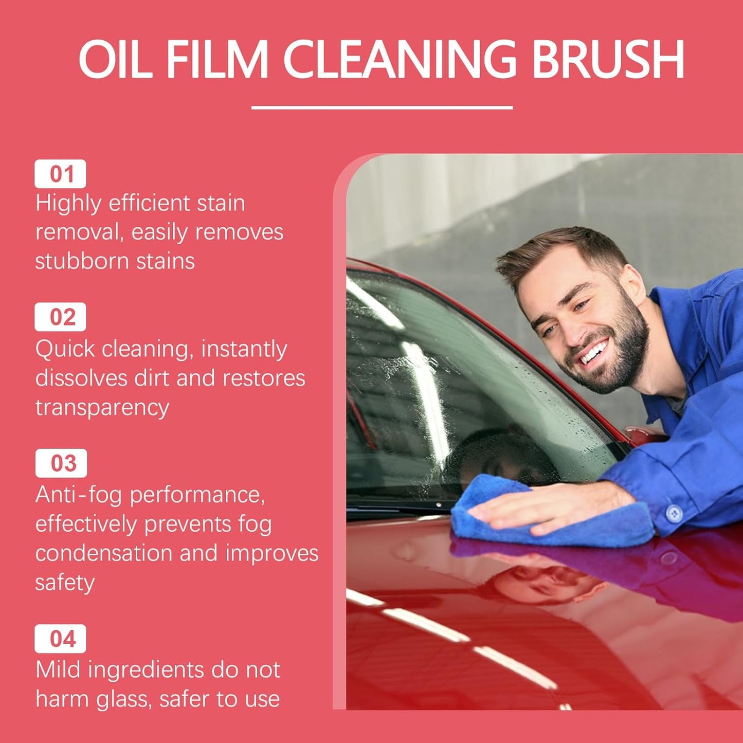 Oil Film Cleaning Brush فرشاة تنظيف الزجاج الأمامي، غشاء مقاوم للزيوت لنوافذ السيارة، فرشاة متعددة الوظائف