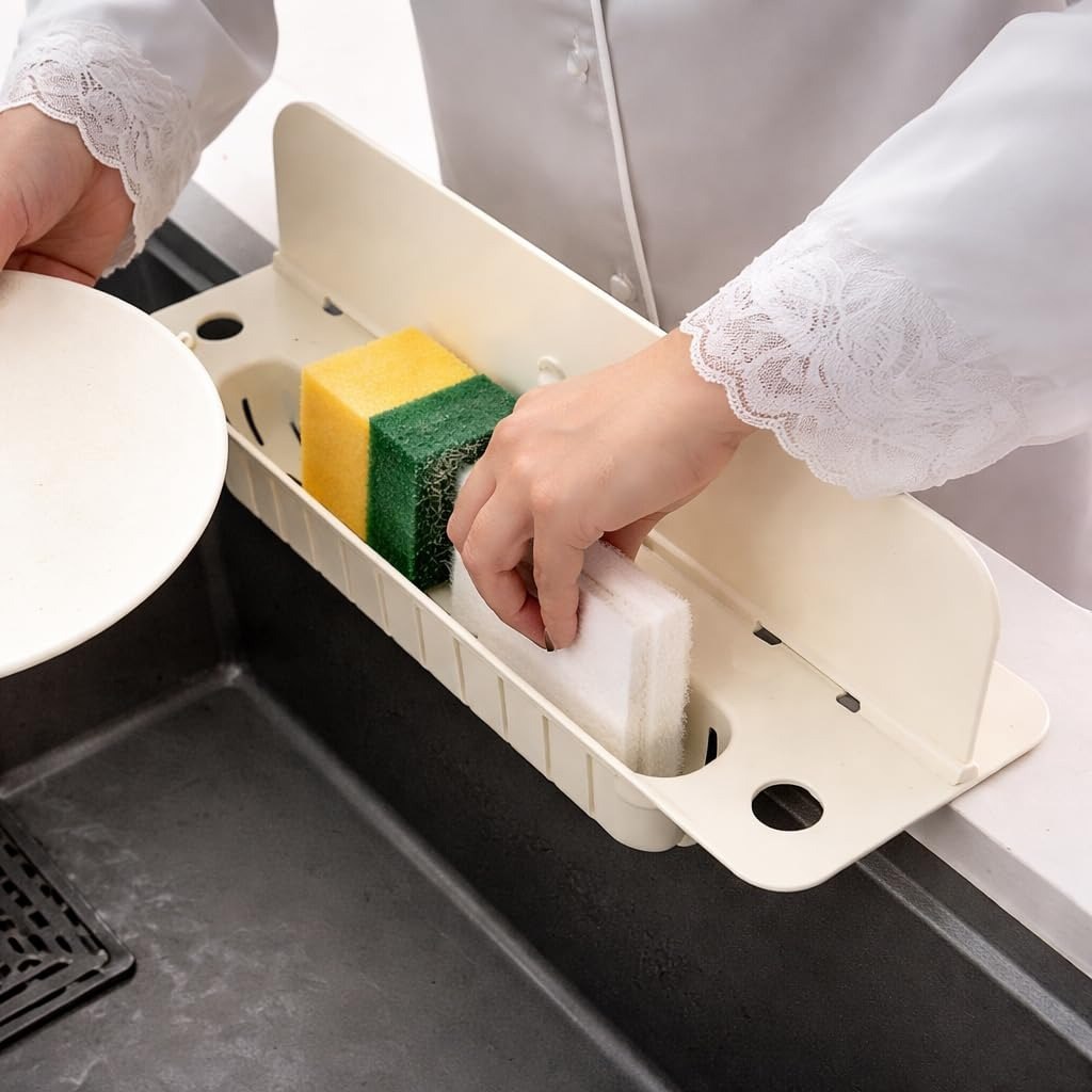 واقي متعدد الأغراض لحوض المطبخ ومنظم لتجفيف الأطباق Pare-éclaboussures d'évier multifonctionnel et égouttoir à vaisselle