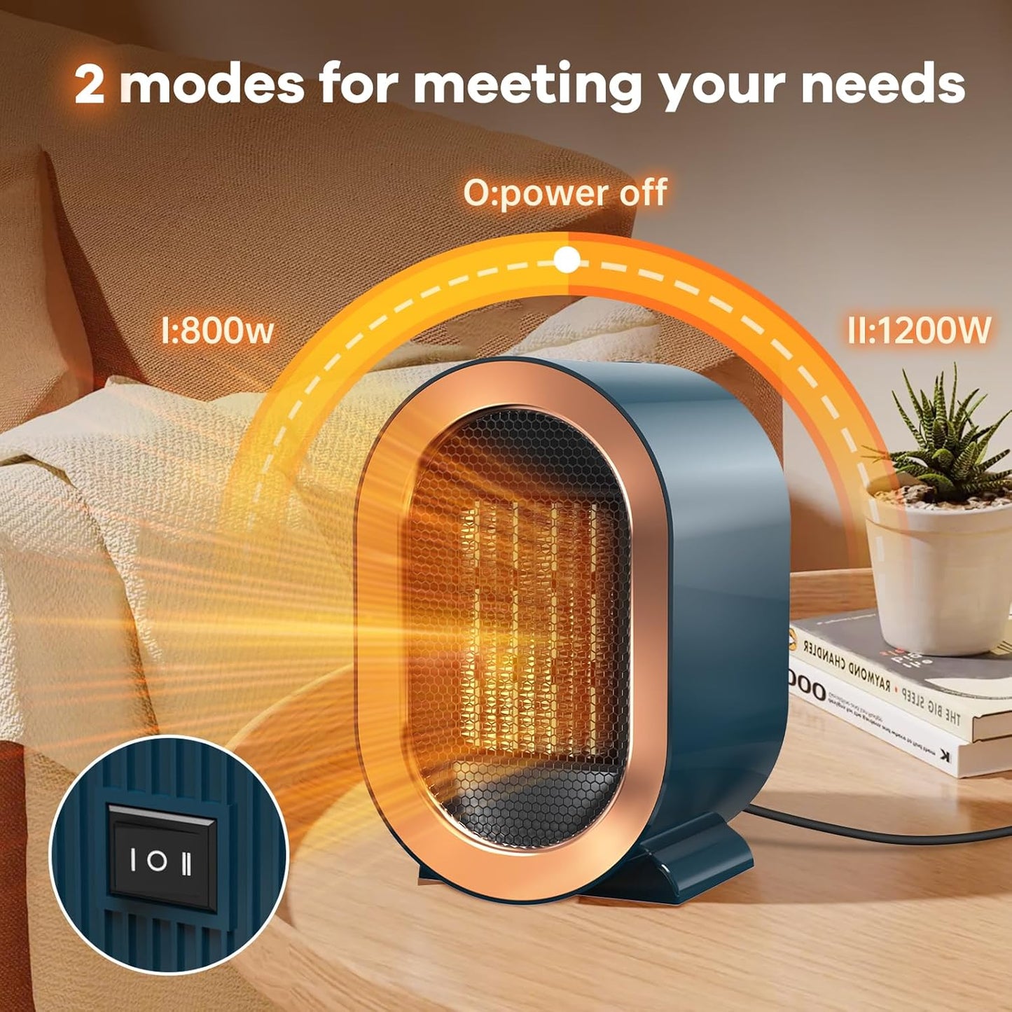 مروحة تدفئة مدفأة كهربائية صغيرة محمولة Heating fan JX1288