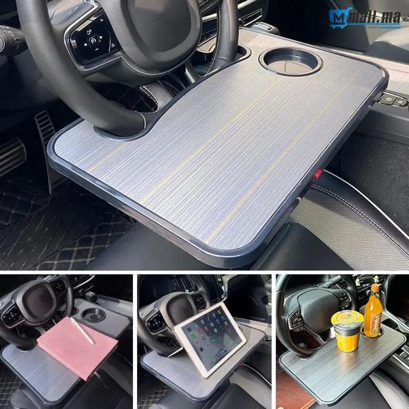 Plateau de volant 2 en 1 pour salle à manger en voiture, table de voiture صينية عجلة القيادة 2 في 1 لتناول الطعام في السيارة، وطاولة سيارة
