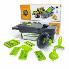 Coupe-légumes multifonction 14 en 1 avec bac collecteur قطاعة خضراوات متعددة الوظائف 14 في 1 مع صينية تجميع