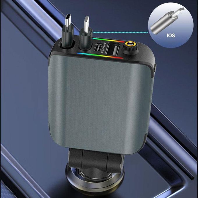 شاحن سيارة قابل للسحب Chargeur Voiture 4en1 Rétractable 120W avec toit Starlight