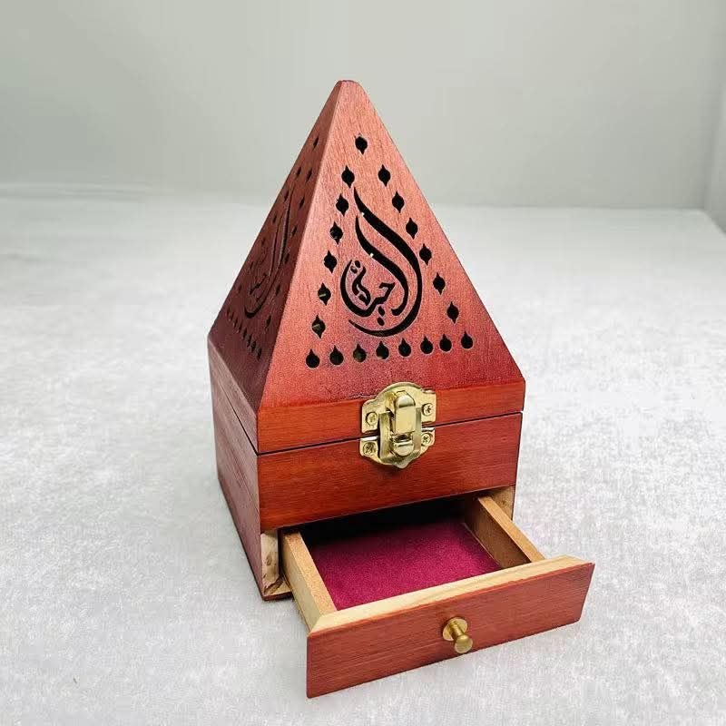 Encensoir Marocain Bois et Métal Doré Artisanat مبخرة من الخشب المخرم القابل لتحمل الحرارة