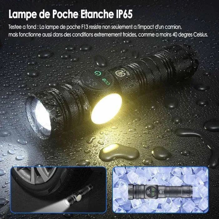 مصباح يدوي LED فائق القوة 3في1 قابل لإعادة الشحن Lampe Torche LED Ultra Puissante 3-en-1