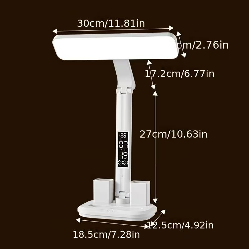 ساعة مصباح مكتب LED برأس مزدوج Lampe de bureau LED à double tête avec fonction horloge et variateur d'intensité
