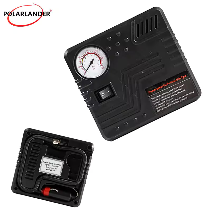 Pompe à air d'urgence pour voiture, gonfleur de pneus 12 V مضخة هواء طوارئ للسيارة، تعمل بتيار مستمر 12 فولت، أداة نفخ إطارات، مقياس ضغط، موصل ولاعة سجائر