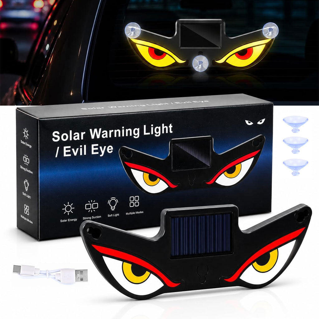 مصباح نافذة السيارة ليلي يعمل بالطاقة الشمسية Lampe Signale de Fenêtre Voiture Motif Devil Eye Énergie Solaire
