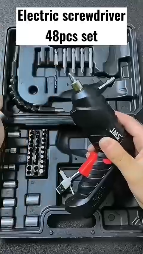 Tournevis électrique avec accessoires 47Pcs, mini visseuse sans fil rechargeable