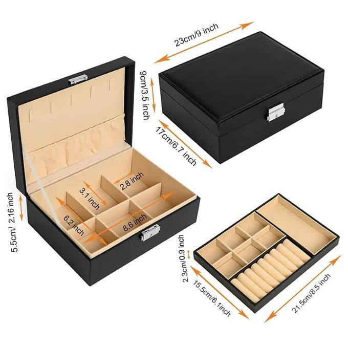 صندوق تخزين و تنظيم المجوهرات مع قفل