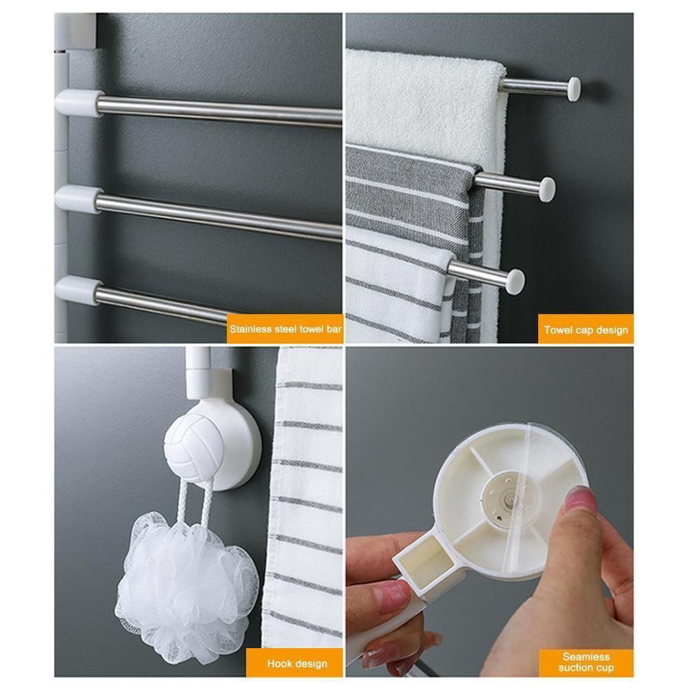 Seamless Suction Cup Towel Rack porte-serviettes mural pivotant رف مناشف دوار مثبت على الحائط