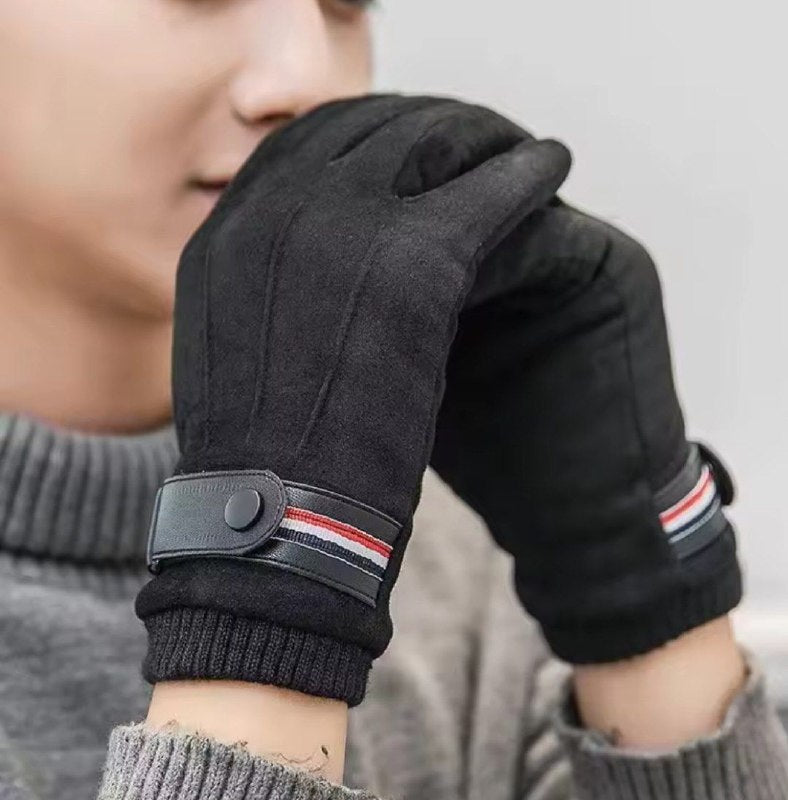 Gants de cyclisme d'hiver pour hommes avec écran tactile, gants en velours coupe-vent قفازات ركوب الدراجات الشتوية للرجال مزودة بشاشة لمس، قفازات مخملية مقاومة للرياح