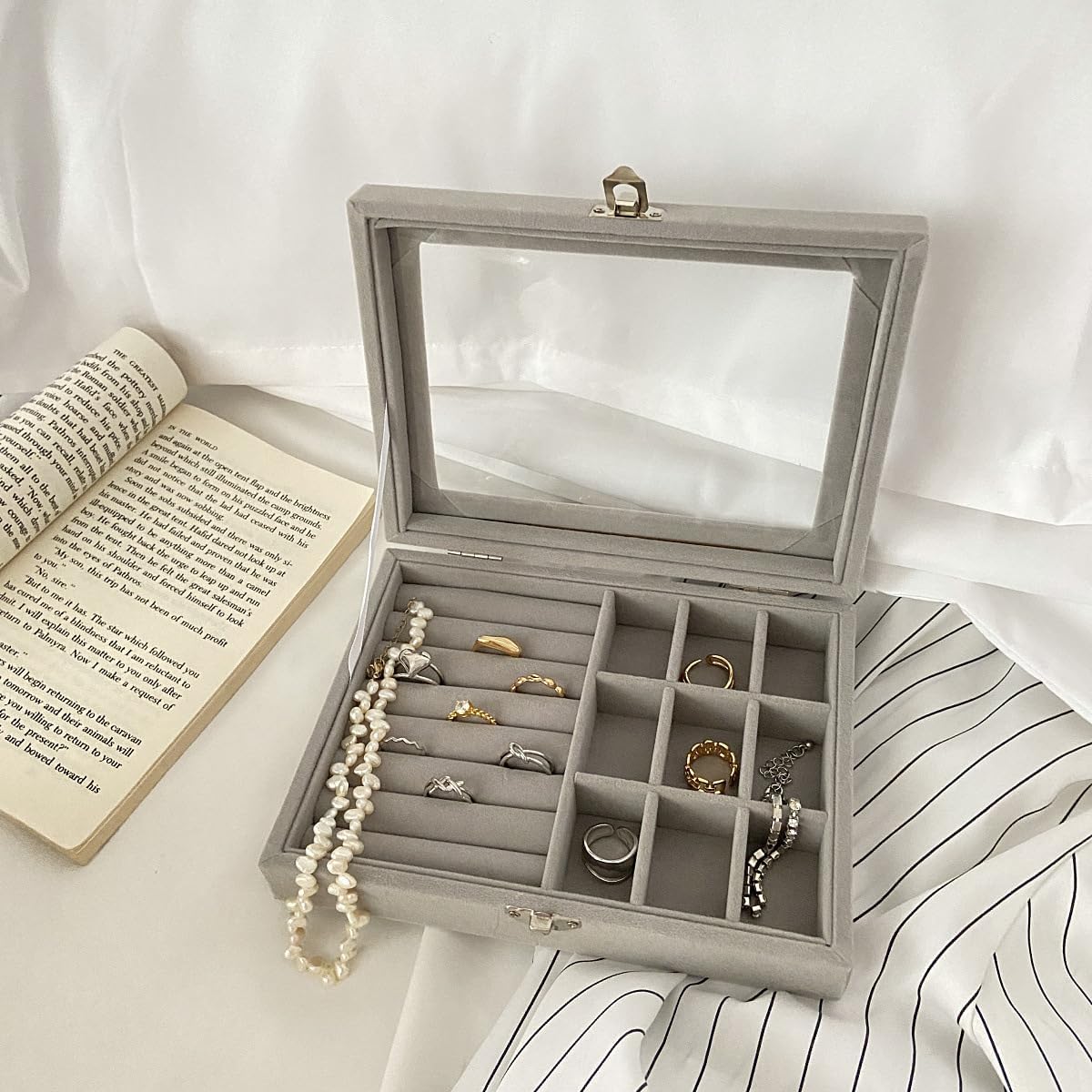 علبة صندوق تخزين المجوهرات المحمي المحمول Boîte rangement bijoux sécurisé portable