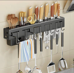 Porte-couteau avec crochet حامل سكاكين مع خطاف، رف مطبخ مثبت على الحائط من الفولاذ المقاوم للصدأ