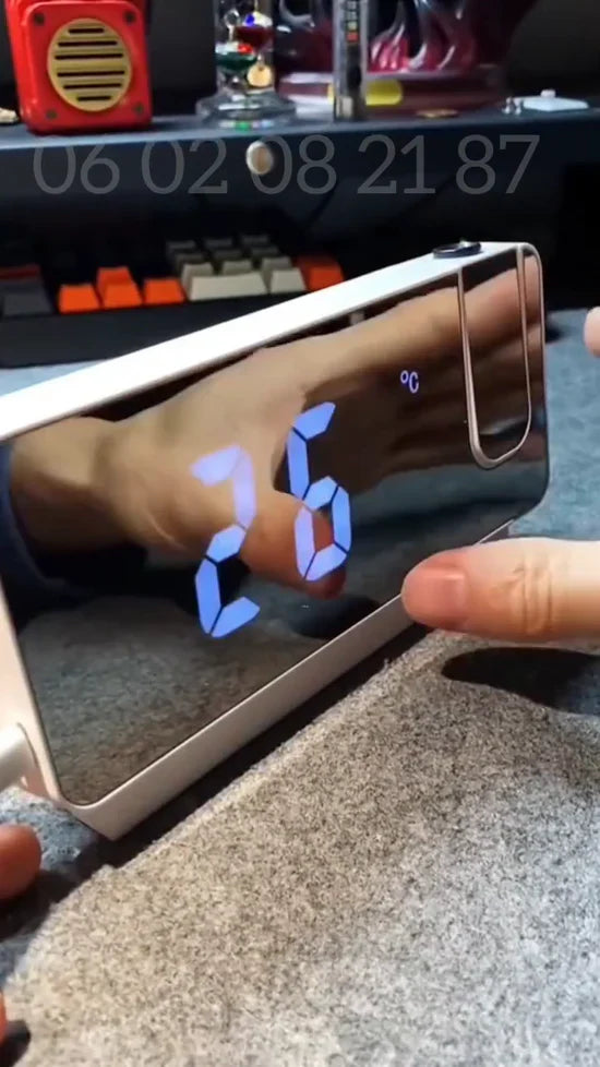 ساعة ذكية رقمية LED، منبه رقمي، ساعة إلكترونية للمكتب، شحن USB Horloge LED à projection numérique intelligente, réveil numérique