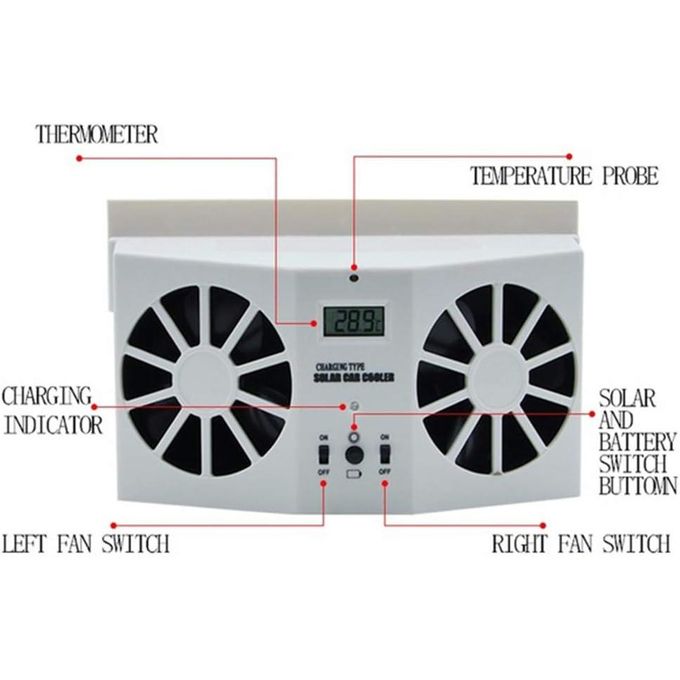 مكيف هواء للسيارة مروحة سيارة تعمل بالطاقة الشمسية، مصممة للتركيب على النافذة Ventilateur solaire pour voiture