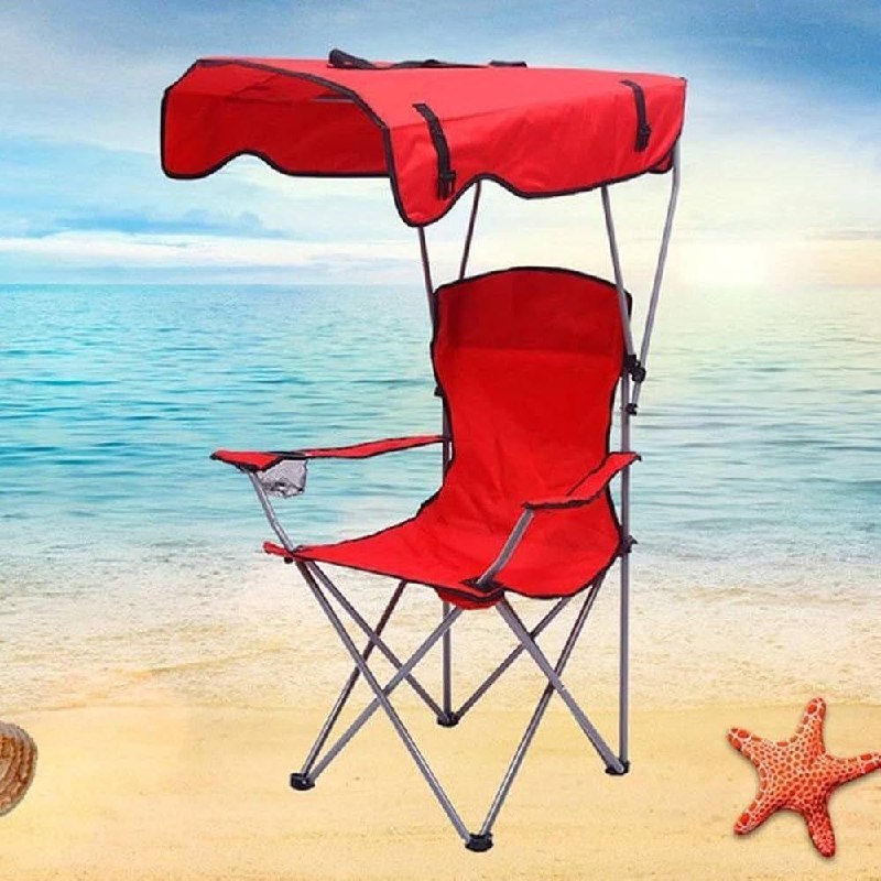 كرسي التخييم قابل للطي ومجهز بمظلة واقية Chaise de camping pliable et équipée d'un auvent de protection