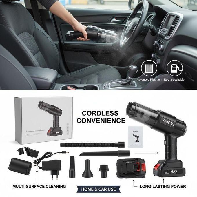مكنسة كهربائية يدوية لاسلكية عالية الطاقة Aspirateur à Main Sans Fil Haute Puissance Kit de Nettoyage Complet pour Maison et Voiture