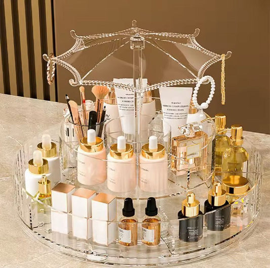 منظم مكياج ومستحضرات تجميل دوار من الأكريليك الشفاف Organisateur de maquillage et de produits de beauté rotatif en acrylique transparent