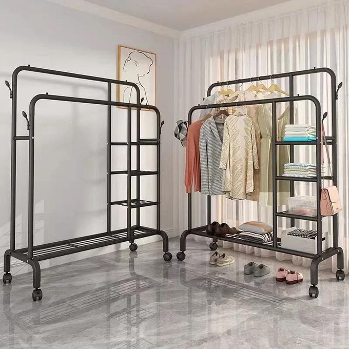 Porte-manteau Double Barre avec Étagères à Chaussures, Organisateur de Vêtements علاقة ملابس مزدوجة مع أرفف للأحذية، منظم ملابس، خزانة ملابس