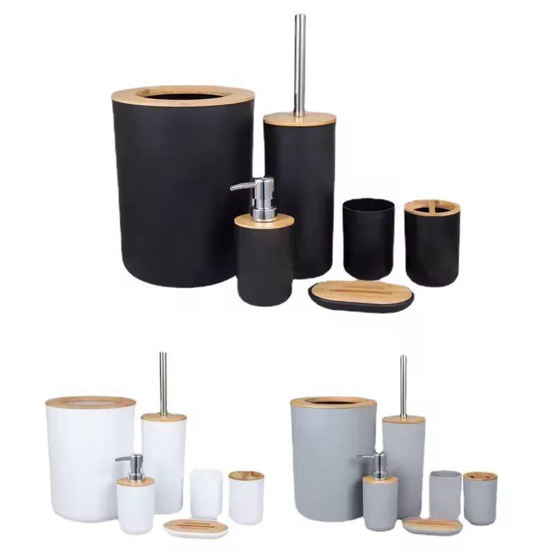 Ensemble Accessoires Salle de Bain 6 Pièces Moderne Distributeur de Savon, Brosse WC, Porte Savon et Gobelet طقم إكسسوارات حمام