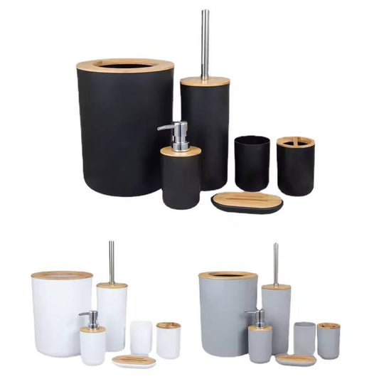 Ensemble Accessoires Salle de Bain 6 Pièces Moderne Distributeur de Savon, Brosse WC, Porte Savon et Gobelet طقم إكسسوارات حمام